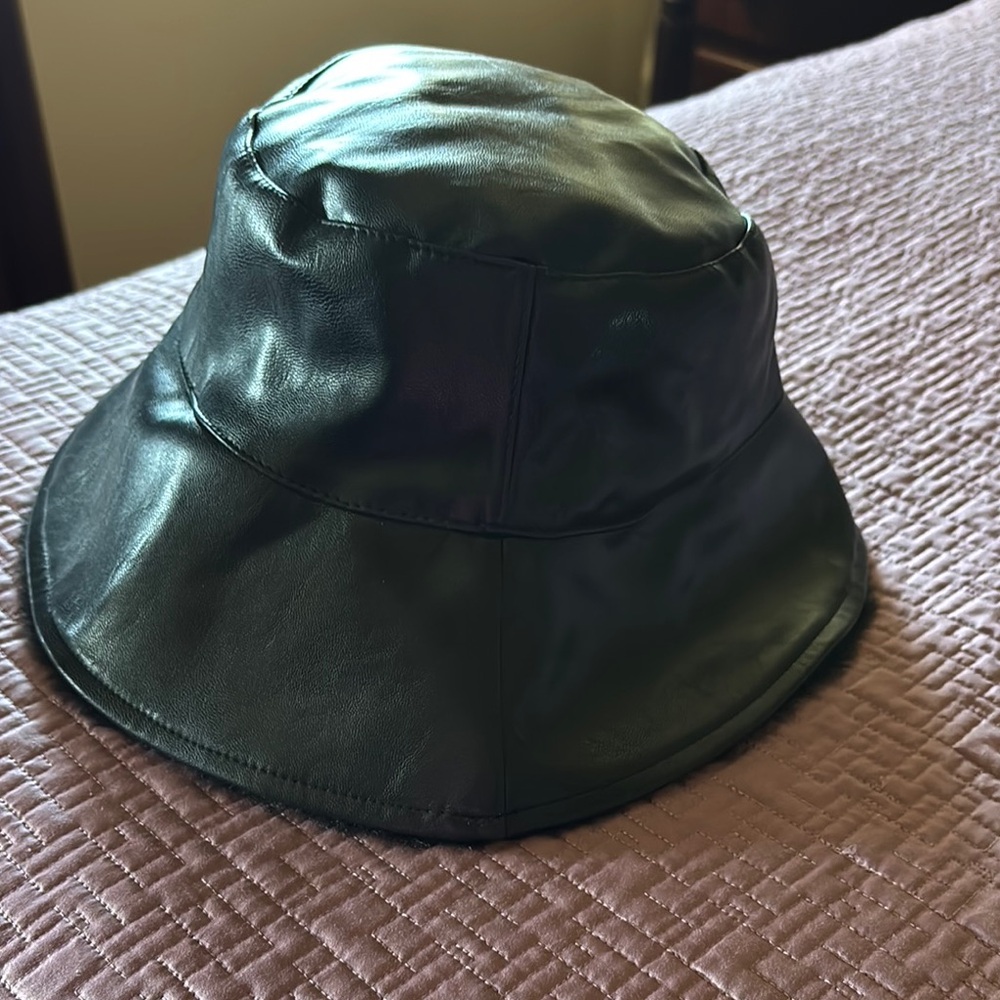 Black Leather Bucket Hat